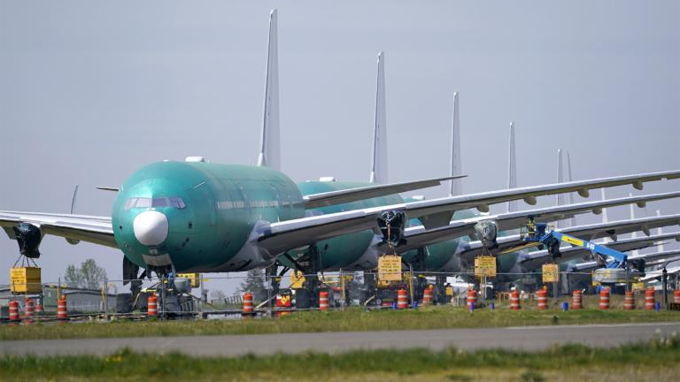 Boeing Co. on Wednesday, April 28, reported a loss of $537 million in its first quarter. The Chicago-based company said it had a loss of 92 cents per share. Losses, adjusted for non-recurring gains, were $1.53 per share. (AP Photo / Elaine Thompson)