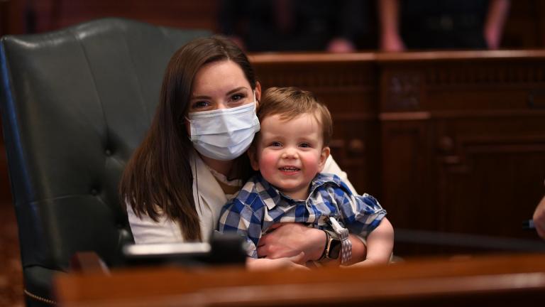 The Mamas Caucus says its goal is to make Illinois the most “mama-friendly” state in the country, said state Rep. Avery Bourne, pictured here with her son. (Courtesy Avery Bourne)