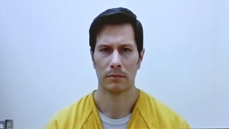 In this detail of a video conference screen, Duke Webb, accused of a January shooting that killed three and injured three, is arraigned at Winnebago County Justice Center on Friday, Feb. 19, 2021, in Rockford, Ill. (Scott P. Yates / Rockford Register Star via AP, Pool)