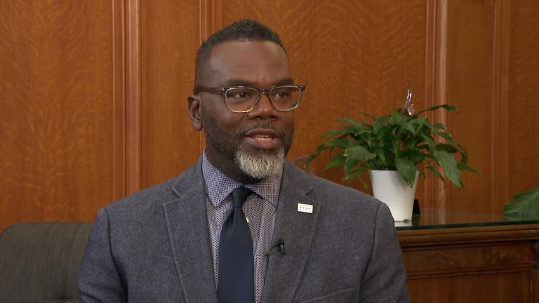 Mayor Brandon Johnson is interviewed for “Chicago Tonight” on Oct. 29, 2026. (WTTW News)