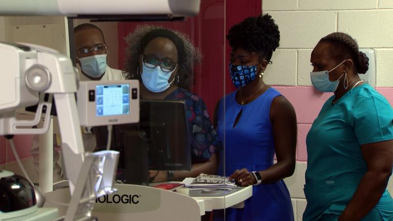 a breast cancer screening is conducted at Jackson Park Hospital. (Courtesy Jackson Park Hospital)