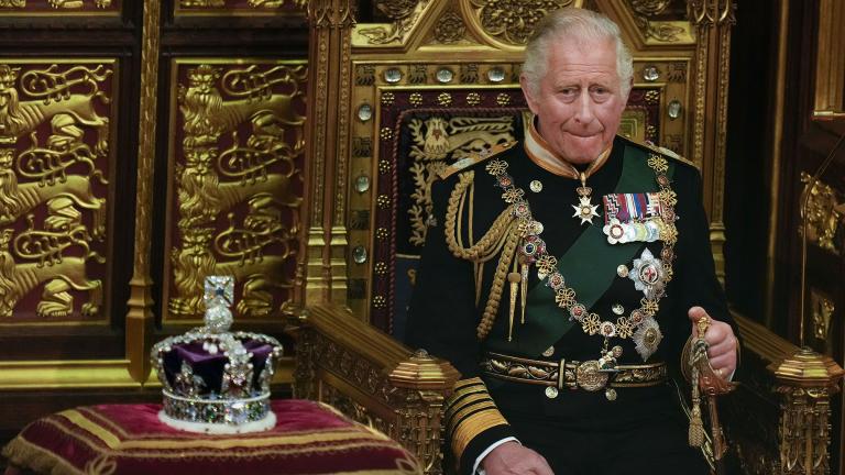 Prince Charles is seated next to the Queen’s crown during the State Opening of Parliament, at the Palace of Westminster in London, May 10, 2022. Charles, the oldest person to ever assume the British throne, became king on Thursday Sept. 8, 2022, following the death of his mother, Queen Elizabeth II. (AP Photo / Alastair Grant, Pool, File)