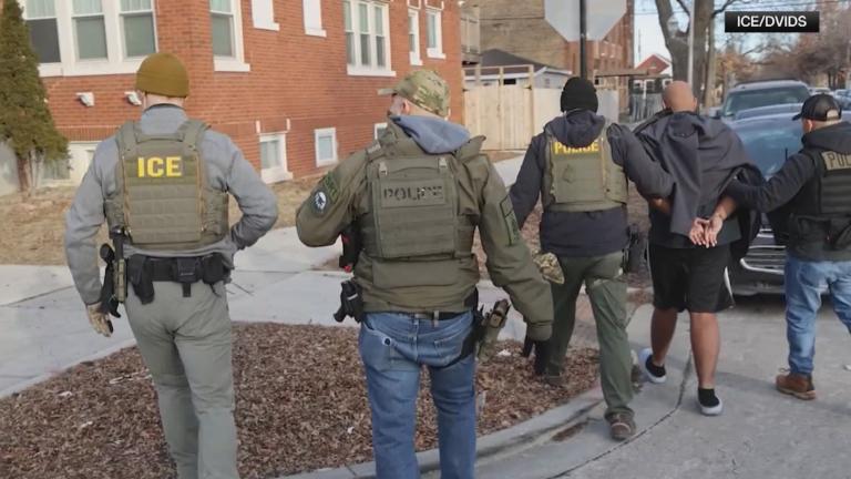 Federal immigration agents in Chicago in a file photo. (WTTW News via CNN)