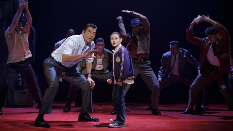 Joe Barbara, left, Frankie Leoni and company of “A Bronx Tale.” (Photo: Joan Marcus)