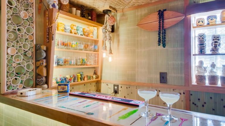 A Portage Park couple transformed their bungalow basement into a tiki bar. (Courtesy of Chicago Bungalow Association)