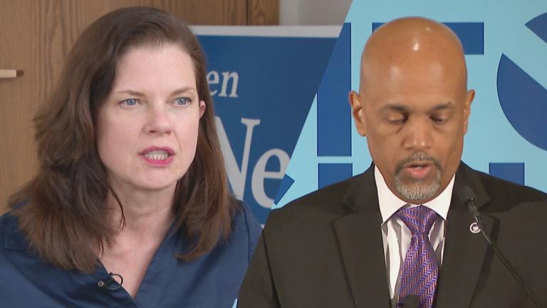 Eileen O’Neill Burke and Clayton Harris. (WTTW News)