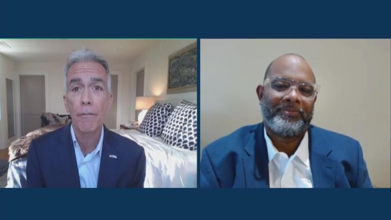 Joe Walsh and Corey Brooks appear on "Chicago Tonight" on July 22, 2024. (WTTW News)