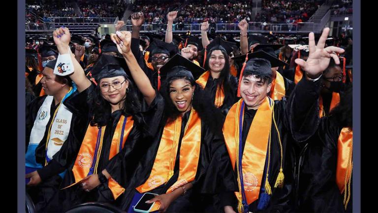 Seventeen hundred students from the City Colleges of Chicago walked across the stage at the Wintrust Arena in the first in-person commencement ceremony for the colleges since the pandemic began.  (Courtesy City Colleges of Chicago)