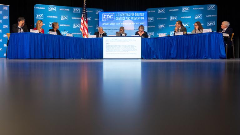 The CDC Advisory Committee on Immunization Practices votes to recommend changes to the infant hepatitis B vaccination policy during a meeting in Atlanta on Friday, Dec. 5, 2025. (AP Photo / Ben Gray)