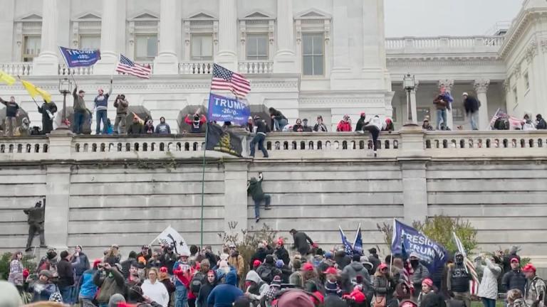 Protesters storm the U.S. Capitol on Wednesday, Jan. 6, 2021. (WTTW News via CNN)