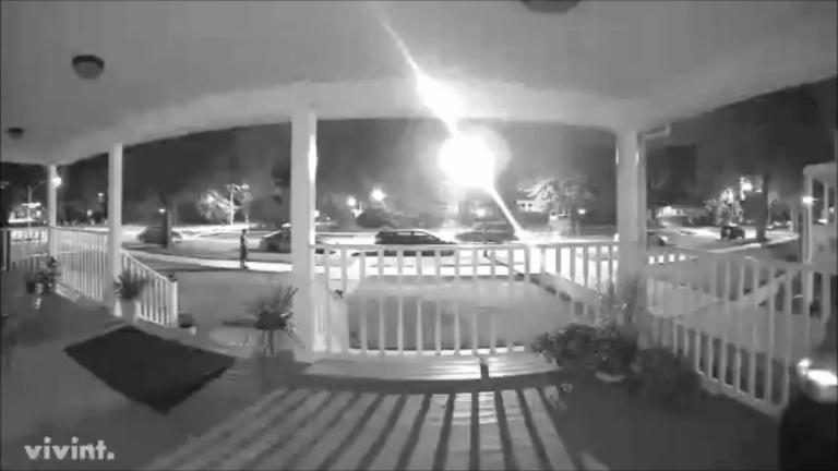A still image from surveillance footage released Tuesday by the Civilian Office of Police Accountability shows the shooting of an 18-year-old by an off-duty Chicago police officer in August 2017. 