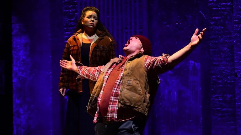 Leah Dexter and Michael Mayes in “Taking Up Serpents.” (Sean Su / Chicago Opera Theater)