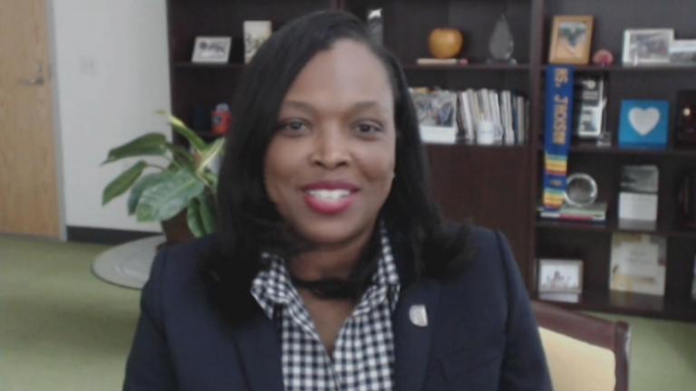 Chicago Public Schools CEO Janice Jackson appears on “Chicago Tonight” via Zoom on Tuesday, July 21, 2020. (WTTW News)