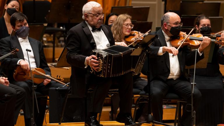 Daniel Binelli performs Piazzolla’s Bandoneon Concerto (Aconcagua) with the Chicago Symphony Orchestra led by guest conductor Giancarlo Guerrero. (Photo credit: Todd Rosenberg)