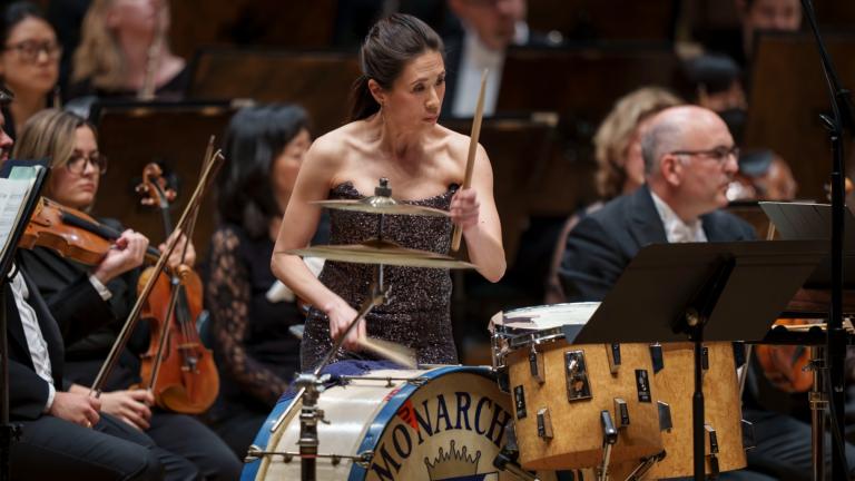 CSO principal percussionist Cynthia Yeh in the CSO-commissioned, world-premiere performance of Jessie Montgomery’s “Procession” with conductor Manfred Honeck and the Chicago Symphony Orchestra. (Todd Rosenberg)