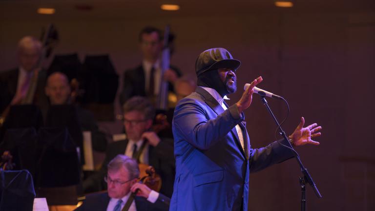 Gregory Porter performs selections from his latest Blue Note album, “Nat King Cole and Me,” with the Chicago Symphony Orchestra on June 11, 2018. (Credit: Todd Rosenberg) Gregory Porter performs selections from his latest Blue Note album, “Nat King Cole and Me,” with the Chicago Symphony Orchestra on June 11, 2018. (Credit: Todd Rosenberg)