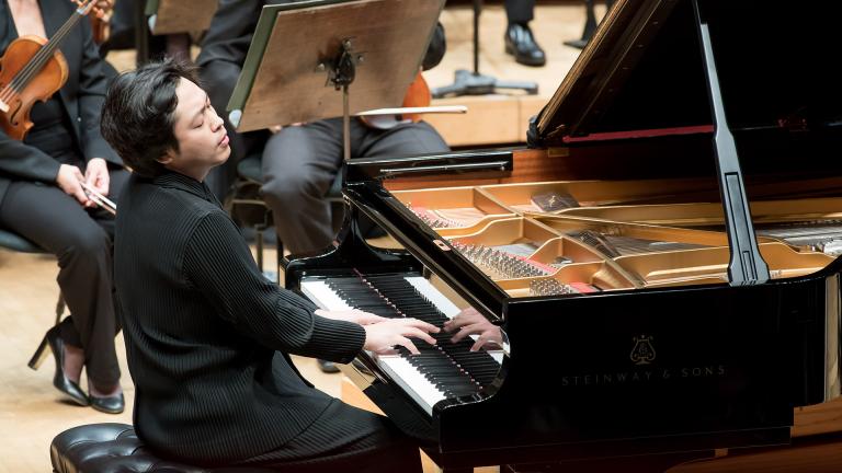 Pianist Sunwook Kim plays Mendelssohn’s Piano Concerto No. 1 in his CSO debut at Symphony Center on Oct. 10, 2019. (Photo by Anne Ryan)