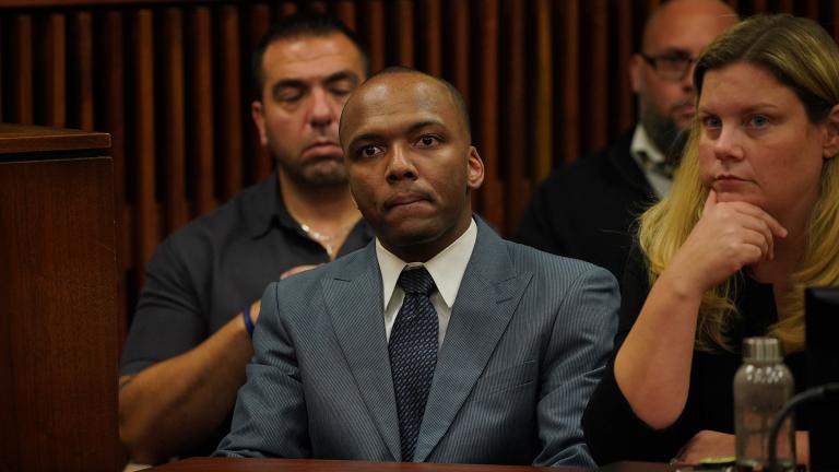 Dwright Boone-Doty is found guilty by jury of first-degree murder for the murder of 9-year-old Tyshawn Lee at the Leighton Criminal Court Building in Chicago on Thursday, Oct. 3, 2019. (E. Jason Wambsgans / Chicago Tribune / pool)