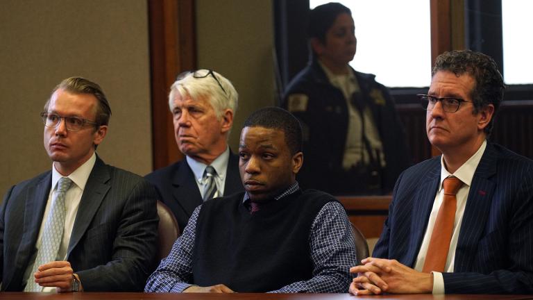 Corey Morgan is found guilty of first-degree murder for the killing of 9-year-old Tyshawn Lee during his trial at the Leighton Criminal Court Building in Chicago on Friday, Oct. 4, 2019. (E. Jason Wambsgans / Chicago Tribune / pool)