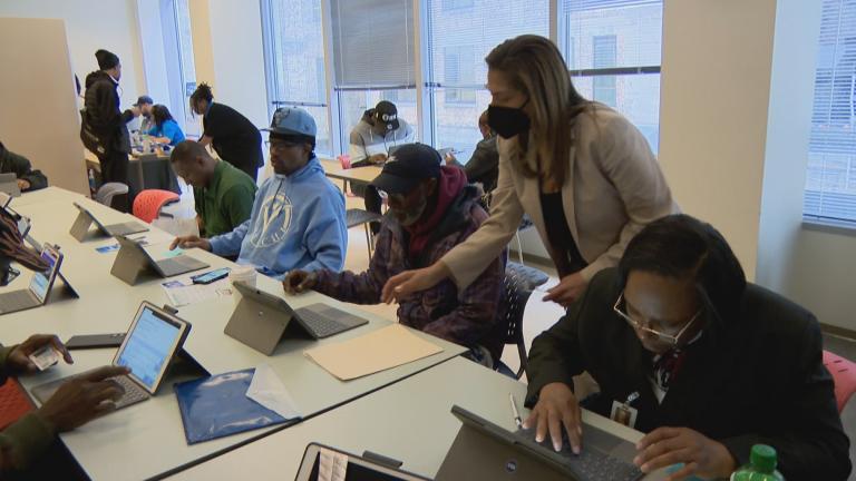 Nearly 350 job seekers filled CTA headquarters the morning of April 28, 2023, for the agency’s fifth job fair of the year. (WTTW News)