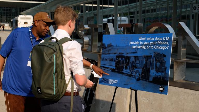 A rider feedback pop-up event held at CTA’s Union Station Transit Center on June 10, 2025. More dates for riders to speak with CTA leadership and staff were announced for this month. (Courtesy of CTA)