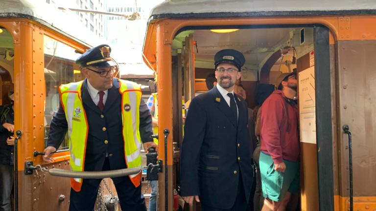 The Chicago Transit Authority brought out the oldest trains in its vintage fleet to celebrate the agency’s 78th anniversary. (Eunice Alpasan / WTTW News)