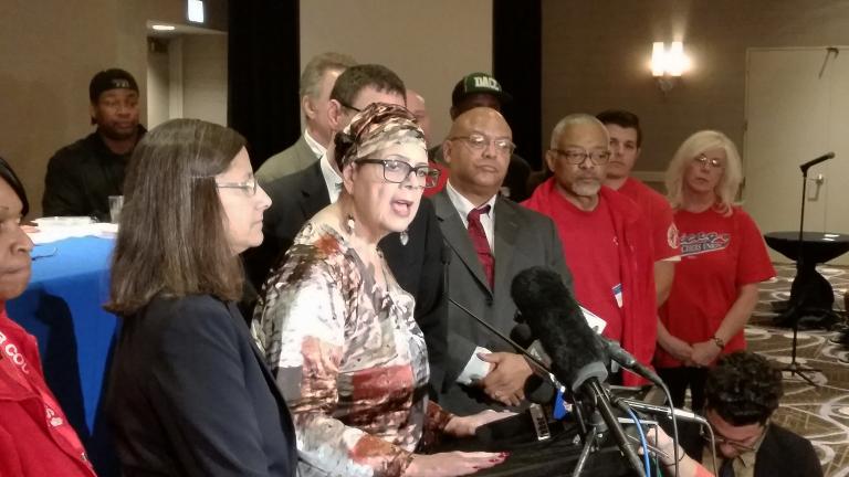 CTU President Karen Lewis said she's confident the union's 28,000 members will approve a tentative labor agreement with Chicago Public Schools next week. (Matt Masterson / Chicago Tonight)
