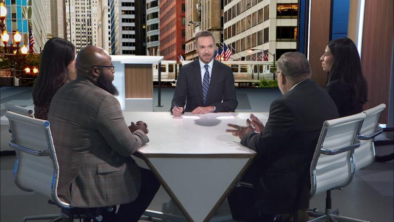 Nick Blumberg and guests on the Oct. 31, 2025, episode of "Week in Review." (WTTW News)