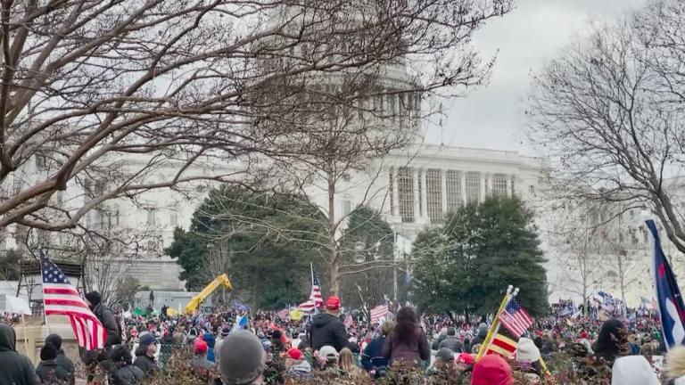 Protesters storm the U.S. Capitol on Wednesday, Jan. 6, 2021. (WTTW News via CNN)