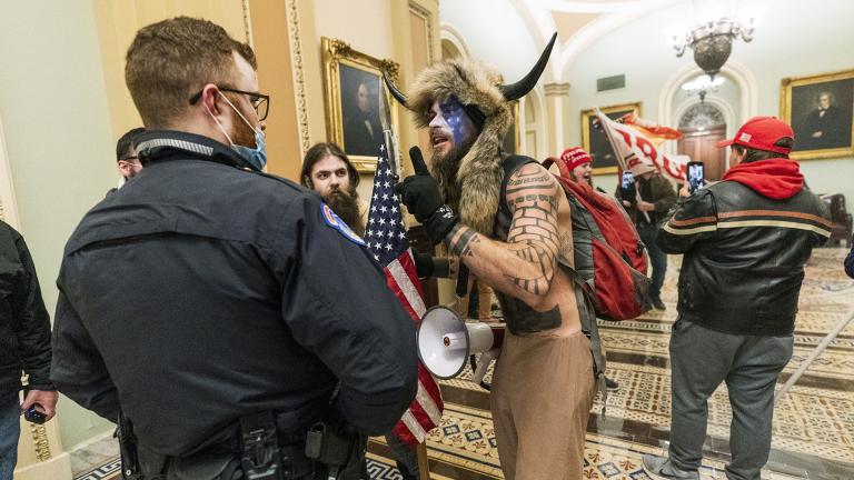 In this Jan. 6, 2021, file photo supporters of President Donald Trump are confronted by U.S. Capitol Police officers outside the Senate Chamber inside the Capitol in Washington. (AP Photo / Manuel Balce Ceneta, File)