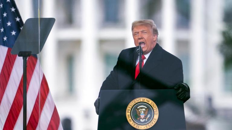 President Donald Trump speaks during a rally protesting the electoral college certification of Joe Biden as President in Washington on Jan. 6, 2021. (AP Photo / Evan Vucci, File)