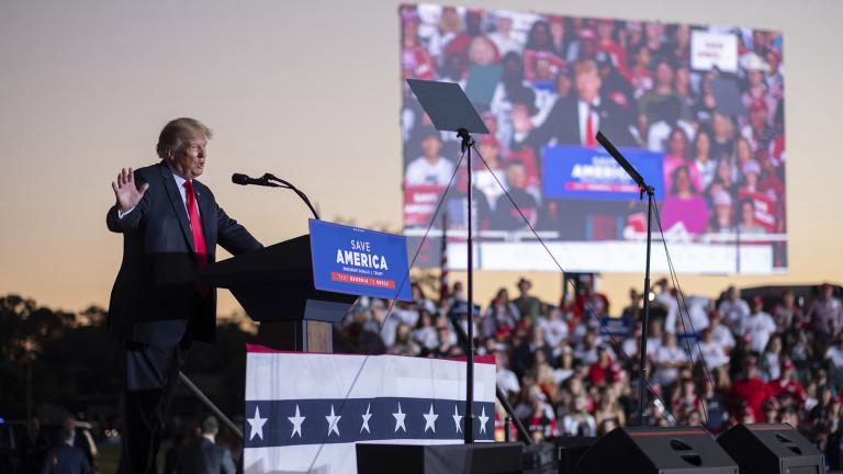 Former President Donald Trump speaks during a rally in Perry, Ga., on Sept. 25, 2021. (AP Photo / Ben Gray, File)
