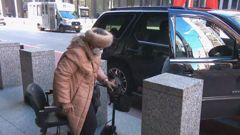 Former Ald. Carrie Austin (34th Ward) leaves the Dirksen Federal Courthouse on Thursday, Feb. 29, 2024. (WTTW News)