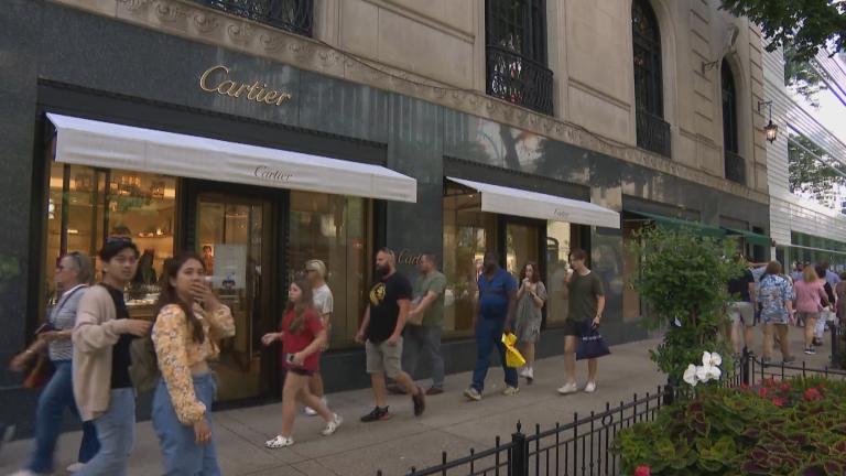 The Cartier store on Michigan Avenue is pictured on Aug. 15, 2022. (WTTW News)