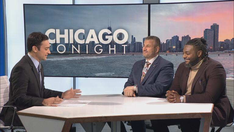 FOP Lodge 7 President John Catanzara and Community Commission for Public Safety and Accountability President Anthony Driver appear on “Chicago Tonight” on Dec. 11, 2023.