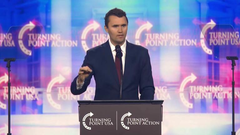 Charlie Kirk is pictured in a file photo. (WTTW News via CNN)