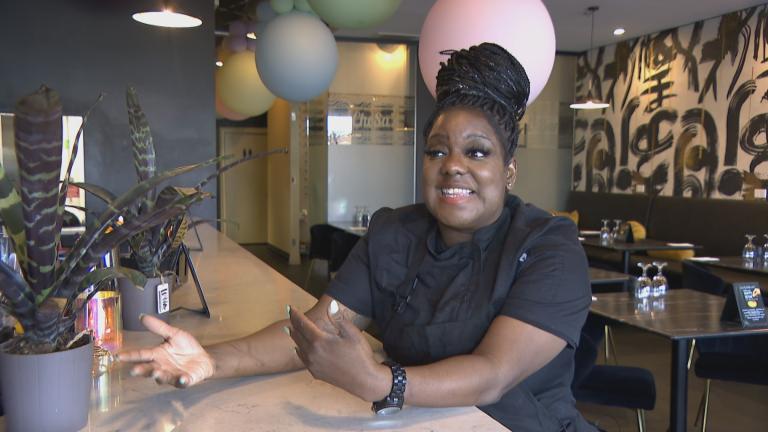 Chesa Rollins, owner of Chesa’s Bistro & Bar, appears on "Black Voices" on May 26, 2023. (WTTW News)