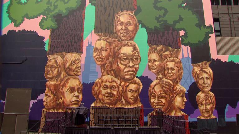 “Rushmore” by Kerry James Marshall (WTTW News) “Rushmore” by Kerry James Marshall (WTTW News)