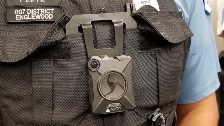 A 2017 file photo shows a Chicago police officer wearing a body camera. (Matt Masterson / Chicago Tonight)