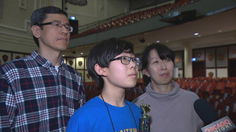Aaron Chang, 13, of Audubon Elementary won the 2019 CPS spelling bee on March 14, 2019. Aaron Chang, 13, of Audubon Elementary won the 2019 CPS spelling bee on March 14, 2019.