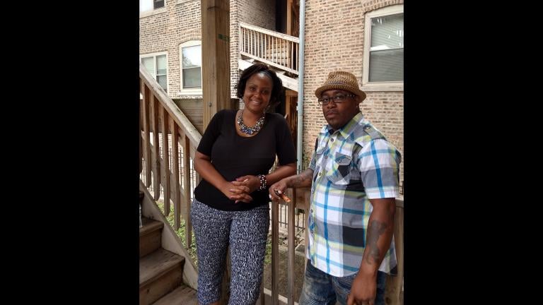 Chicago Survivors social worker JaShawn Hill with client Tyrone Blake.