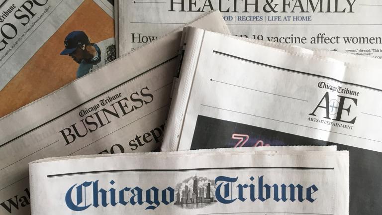 The Chicago Tribune announced changes to its print edition to clarify the difference between news and opinion on Tuesday, July 28, 2020. (Rebecca Palmore / WTTW News)