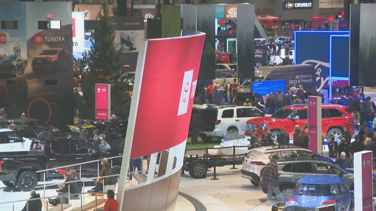 The 2022 Chicago Auto Show, pictured on Feb. 14, is underway at McCormick Place through Feb. 21. (WTTW News)