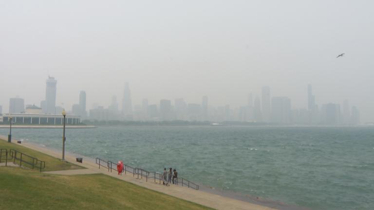 A smoky haze settles over Chicago due to Canadian wildfires on June 27, 2023. (WTTW News)