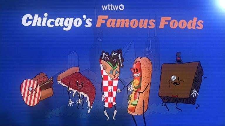 A graphic that says "Chicago's Famous Foods." (WTTW News)