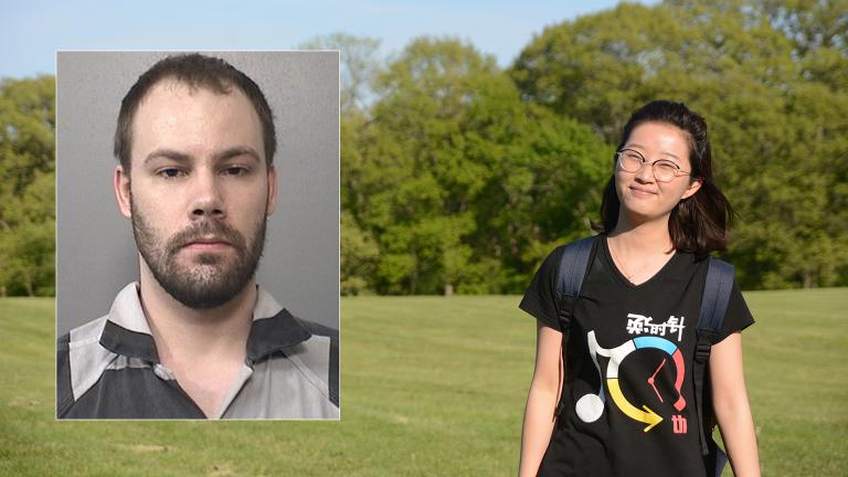 Yingying Zhang disappeared on June 9, 2017. (University of Illinois Police Department). Inset: Brendt Christensen (Macon County Sheriff’s Department)