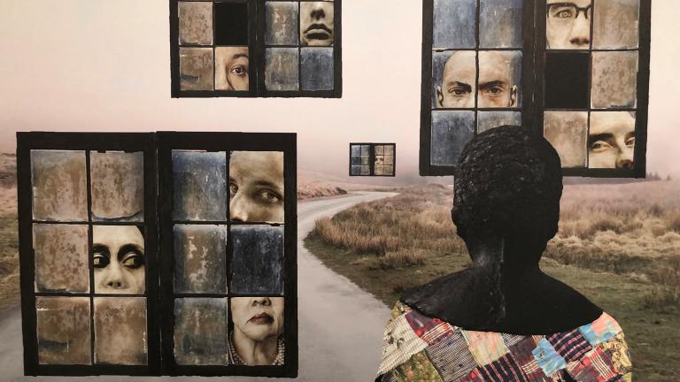 Art on display in the “RE-BOP!” exhibition at the Beverly Arts Center. (Marc Vitali / WTTW News)