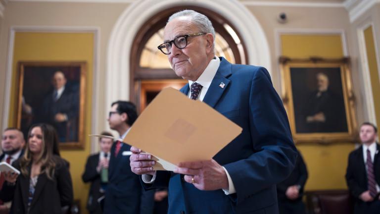 FILE—Senate Minority Leader Chuck Schumer, D-N.Y., waits to speak to reporters following a closed-door meeting with fellow Democrats on spending legislation that funds the Department of Homeland Security and a swath of other government agencies as the country reels from the deaths of two people at the hands of federal agents in Minneapolis, at the Capitol in Washington, Wednesday, Jan. 28, 2026. (AP Photo / J. Scott Applewhite, File)