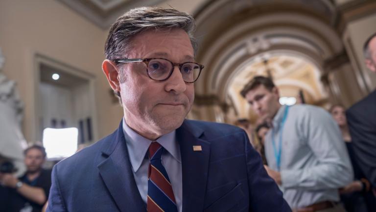 Speaker of the House Mike Johnson, R-La., leaves without taking any questions from reporters after finishing a series of votes on President Donald Trump's priorities, at the Capitol in Washington, Wednesday, July 22, 2026. (AP Photo / J. Scott Applewhite)