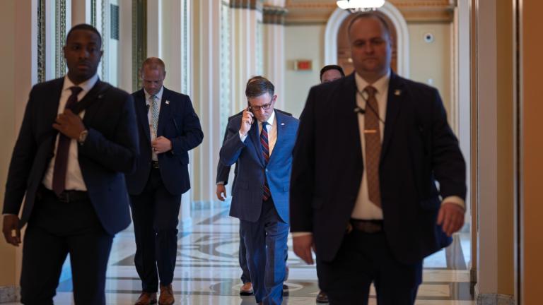 Speaker of the House Mike Johnson, R-La., leaves the chamber at the Capitol in Washington, Thursday, July 17, 2025. (AP Photo / J. Scott Applewhite)